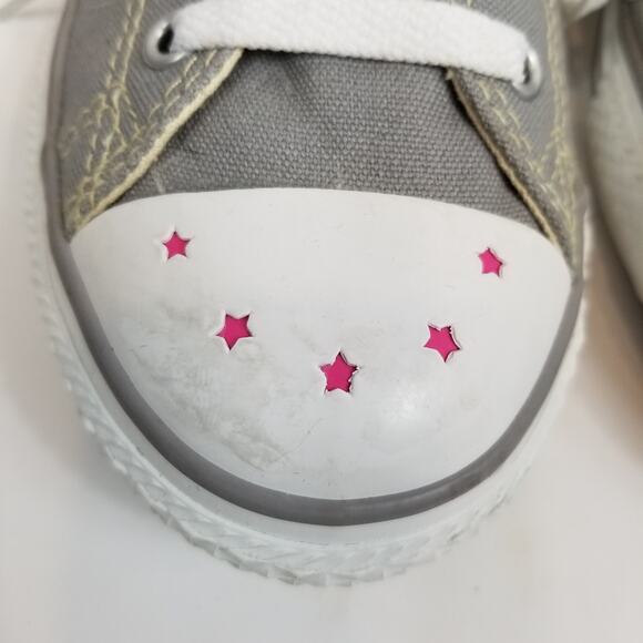 Converse All Star Women's Girls Double Tongue Low Top Sneakers Gray Pink Blue - Picture 4 of 9